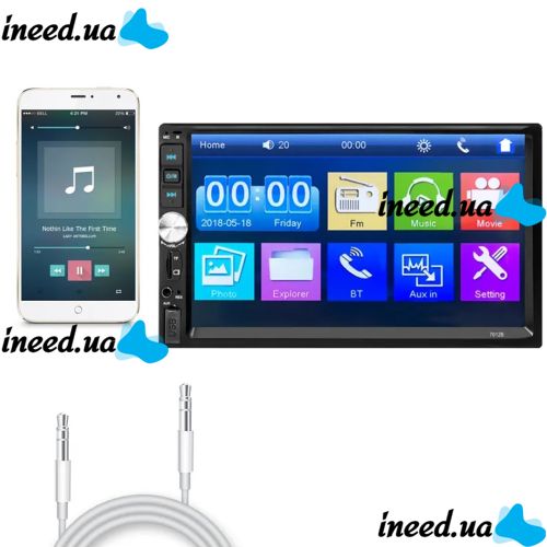 Автомагнитола 2Din Pioneer 7022 USB, SD, MP5, TF, FM, Bluetooth с сенсорным экраном 7 дюймов и пультом на руль, автомобильный плеер Пионер 2 Дин