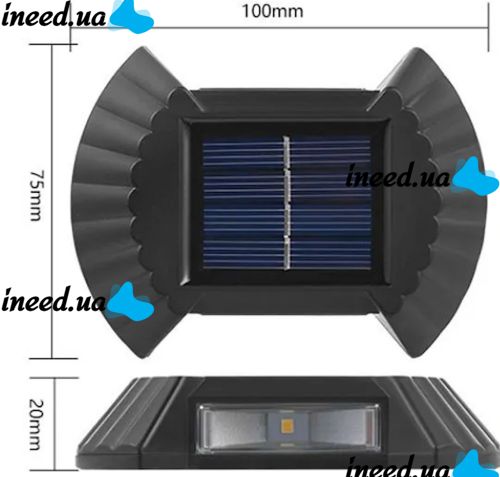 Настінний вуличний ліхтар прожектор Smart Solar Light JB-012 на сонячній батареї, акумуляторний світильник з сонячною панеллю на стіну Jb012 Чорний