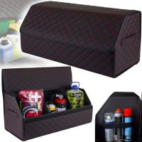 Folding organizer in the trunk EVAtech ECO MAG-740 L 65x30x30 cm folding bag eco leather valise with 3 compartments for storage in the car Black