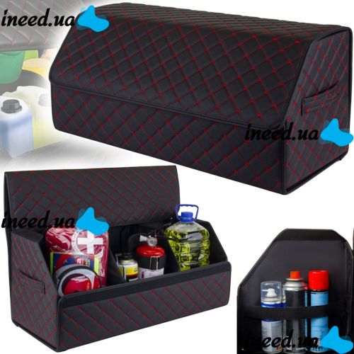 Folding organizer in the trunk EVAtech ECO MAG-740 L 65x30x30 cm folding bag eco leather valise with 3 compartments for storage in the car Black