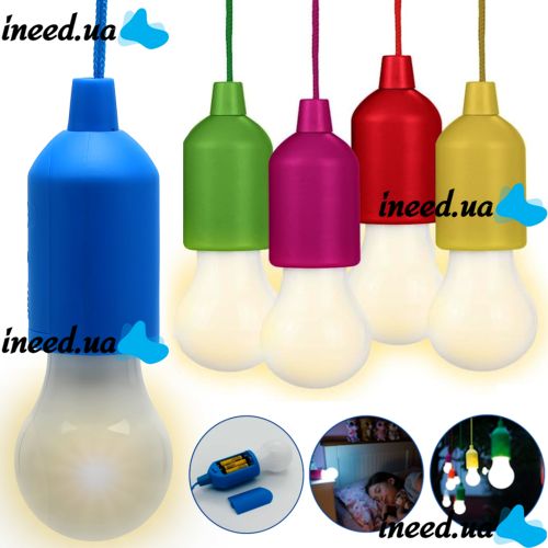 Подвесная LED лампа на шнурке Bailong BL-15418 портативный светодиодный фонарь на веревке, навесная лампочка на батарейках TY-6088 Холодный белый 