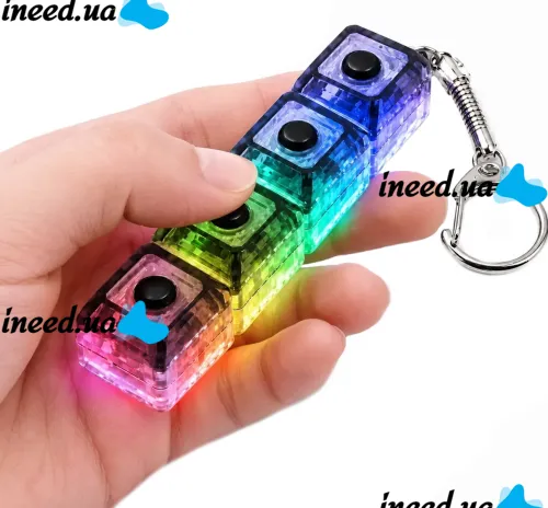Брелок антистресс кейкап Switch Keychain SK-04 игрушка кликер с 4 механическими клавишами, карабином для ключей и RGB подсветкой Черная Jedel