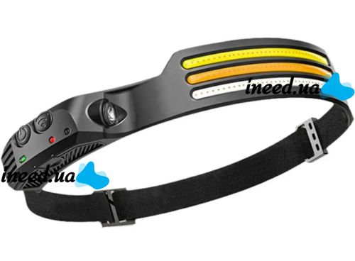 Налобный аккумуляторный фонарик COBA CB-689-3 COB с датчиком движения и красным светом Светодиодный фонарь XPE LED с креплением на голову 8 режимов