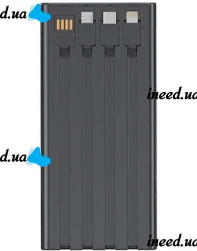 Портативное зарядное устройство Power Bank YM-644DX 66W 30000 mAh c набором кабелей для зарядки с фонариком, Внешний аккумулятор повербанк Черный