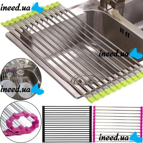 Универсальная складная решетка сушилка Wash Basin Dryer для сушки посуды на мойку, Подставка под горячее и сушка посуды на раковине Matte-SCH4331-1