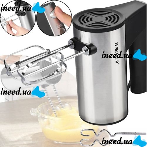 Manual kitchen mixer Domotec R.6629A for kneading dough with 2 types of nozzles on a stand 800W, Electric dough mixer Domotek 800W 5 speeds
