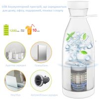 Портативный блендер в бутылке Mini Juicer 350 мл для смузи и сока, беспроводной переносной мини блендер, соковыжималка, измельчитель фруктов Белый