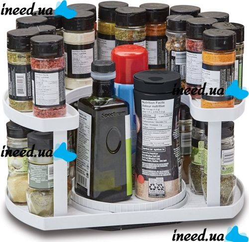 Спецовница Spice Spinner Organizer ZB-918 двухуровневый поворотный органайзер полка для хранения специй, подставка стеллаж для приправ и соусов
