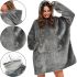 Hoodie Huggle Hoodie Ultra Plush Blanket 2 in 1 Unisex Oversize Hoodie Hoodie Plush Plaid with Fleece Sleeves 74X110 cm Grey 