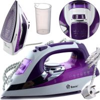  Domotec MS-2201 Electric Steam Iron with 2200W Water Tank Ceramic Sole with Steam and Dry Ironing Mode for Clothes Purple