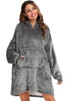 Hoodie Huggle Hoodie Ultra Plush Blanket 2 in 1 Unisex Oversize Hoodie Hoodie Plush Plaid with Fleece Sleeves 74X110 cm Grey 