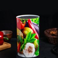 Настольная подставка для ножей 14 см Universal Knife Holder круглая с черным наполнителем из полипропиленового волокна на кухню 90*90*140 мм