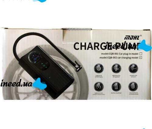 Автомобильный воздушный компрессор Charge Pump CQB002 3600mAh аккумуляторный автокомпрессор с фонариком и дисплеем, насос для подкачки шин 150 PSI