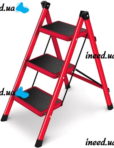 Складная стремянка на 3 ступени Mastar 3 Step Ladders до 150 кг раскладная трехступенчатая односторонняя лестница с антискользящим покрытием 84х40 см