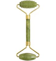 Large Jade Facial Massage Roller Set 3 in 1 Double-sided Roller Gouache Scraper, Roller, Skin Lifting Kit Hedgehog Smooth Scraper