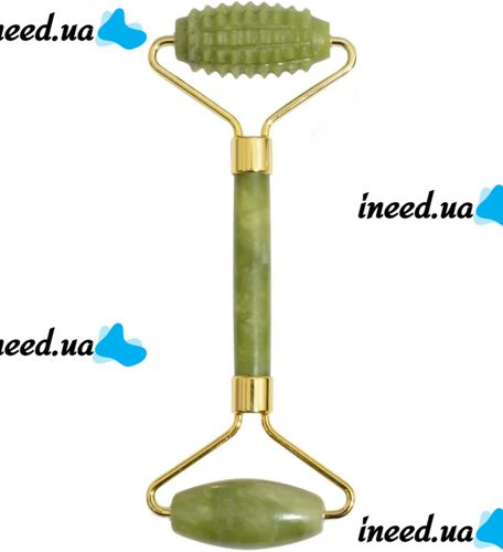 Large Jade Facial Massage Roller Set 3 in 1 Double-sided Roller Gouache Scraper, Roller, Skin Lifting Kit Hedgehog Smooth Scraper