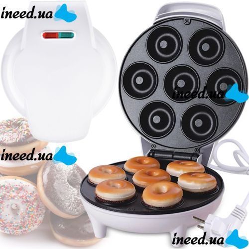 Электрическая машинка для пончиков Donut Maker XL-615 750W 7 штук аппарат для приготовления и выпекания донатов дома с антипригарным покрытием XL615