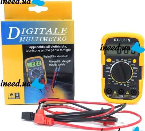 Digital Multimeter Tester Digital UK-830LN DT 830 LNv Universal Handheld Current, Voltage and Resistance Tester with Display DT-830 Yellow