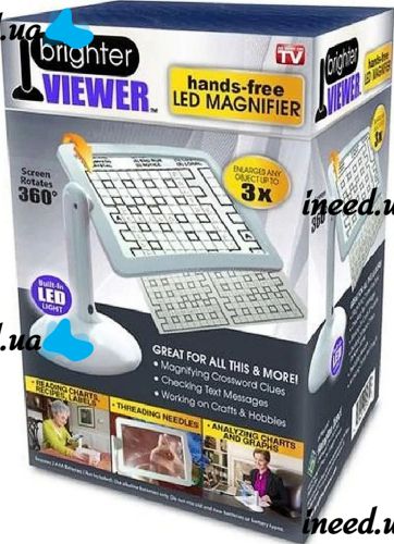Настольная лупа на штативе Reading Brighter Viewer LK2303-91 3х увеличительное стекло со светодиодной LED подсветкой на подставке для чтения Белое