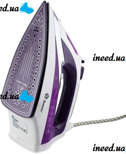  Domotec MS-2201 Electric Steam Iron with 2200W Water Tank Ceramic Sole with Steam and Dry Ironing Mode for Clothes Purple