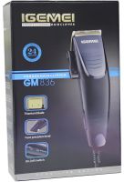 Men's hair clipper Gemei GM-836 wired trimmer for cutting and edging beard and mustache with replaceable nozzles in a case from IGemei network