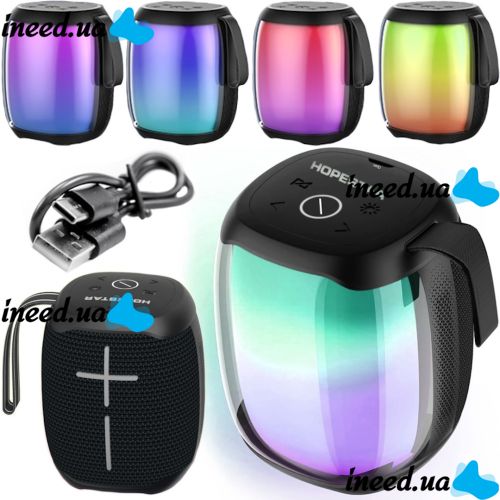 Беспроводная колонка со светомузыкой Hopestar P50 mini Black портативная Bluetooth мини акустика с RGB подсветкой USB AUX для Android IOS Черная