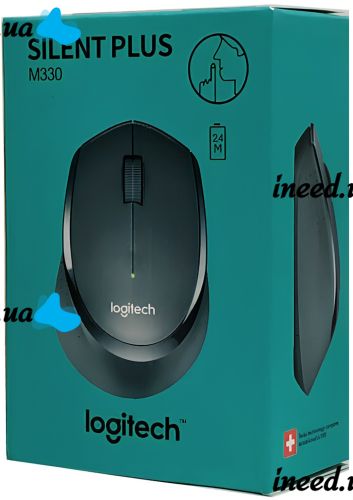 Беспроводная оптическая мышь Logitech M330 Silent Plus Black игровая геймерская мышка на батарейке для ПК компьютера и ноутбука 2.4GHZ USB Черная