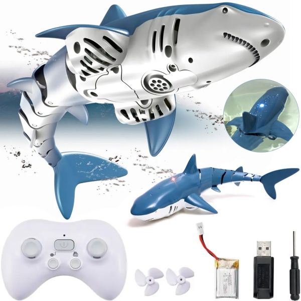 Акула на радіокеруванні у воді Shark S801 - 1 з пультом, акумуляторна інтерактивна дитяча плаваюча Іграшка на дистанційному управлінні від 6 років