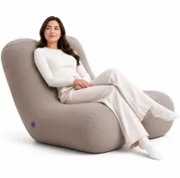 Надувное кресло мешок Inflatable Lounge Chair DL-484 до 115 кг для отдыха, одноместный безкаркасный диван с подголовником 115×96×75 см Бежевый