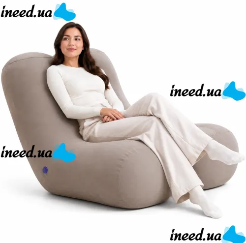 Надувное кресло мешок Inflatable Lounge Chair DL-484 до 115 кг для отдыха, одноместный безкаркасный диван с подголовником 115×96×75 см Бежевый