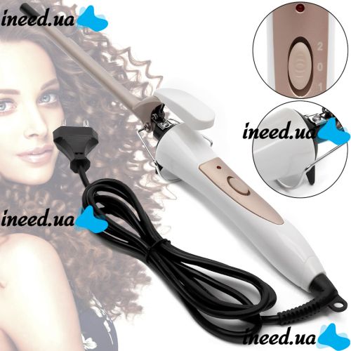 Плойка для афро кудрей Promozer MZ-2218 9 мм тонкая афроплойка для завивки и укладки волос, керамические мелкие щипцы с индикатором и подставкой 35W