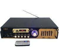 Стерео усилитель мощности звука UKC AV-121BT 200W, Пятиканальный портативный стереоусилитель с караоке на 2 микрофона, FM радио и Bluetooth USB