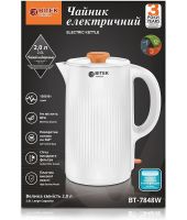 Bitek BT-7848W 2 liter 1500W tabletop kitchen electric kettle Bitek BT7848W electric disc kettle with auto shut-off and 360° swivel White
