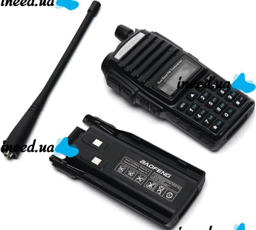 Двухдиапазонная рация Baofeng UV82 5W на 128 каналов до 7 км портативная цифровая радиостанция с гарнитурой и двойной кнопкой 2800 мАч UV-82 Черная