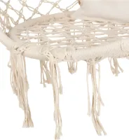 Подвесное кресло-качалка Outtec Boho XXL O-66488 120x80x60 см плетеная садовая качеля, бразильский гамак для дома и террасы до 150 кг Бежевый