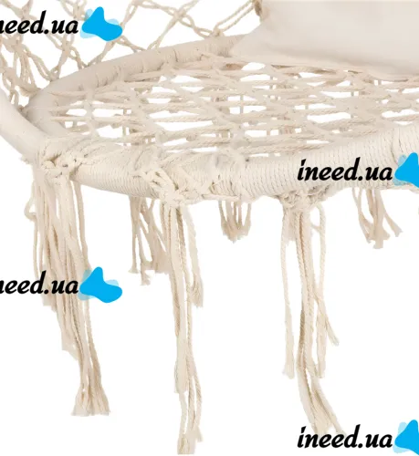 Подвесное кресло-качалка Outtec Boho XXL O-66488 120x80x60 см плетеная садовая качеля, бразильский гамак для дома и террасы до 150 кг Бежевый