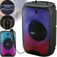Беспроводная Bluetooth колонка TMG HiFi RX-6168 10W с микрофоном и RGB LED подсветкой, Аккумуляторная блютуз акустика USB AUX для Android IOS Черная