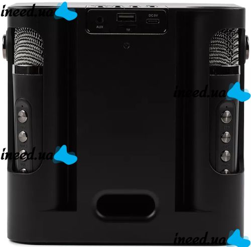 Аккумуляторная колонка караоке Peterhot A99 акустическая Bluetooth система с двумя беспроводными микрофонами и RGB цветомузыкой USB MicroSD CL-227