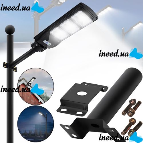 Держатель для уличного фонаря на столб Solar Street Light 4.8 см настенное крепление, круглый кронштейн с анкерами для светильников до 20 кг Черный