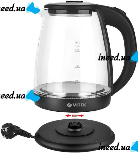 Electric kettle Bitek BT-3110 1.8L disc glass Electric Kettle with LED Backlight, Operation Indicator and auto-off Bitek 2400W