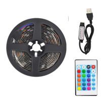 Универсальная светодиодная лента SMD 5050-RGB для подсветки телевизора 2м Разноцветная, Неоновая LED подсветка с пультом от USB повербанка