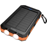 Портативное зарядное устройство HOCO J164 Power Bank 8000mAh с солнечной панелью и фонариком Solar 10W внешний аккумулятор повербанк для зарядки