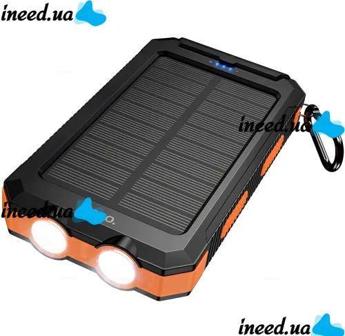 Портативное зарядное устройство HOCO J164 Power Bank 8000mAh с солнечной панелью и фонариком Solar 10W внешний аккумулятор повербанк для зарядки
