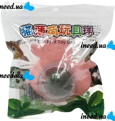 Игрушка лакомство шарик с кошачьей мятой Cat Mint Toy Ball AND LY-757 вращающийся ролик из натуральной мяты, вкусняшка мята на липучке для котов