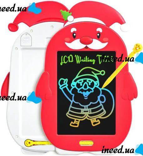 Графический детский планшет LCD Writing Tablet 8.5" электронная цветная доска Дед мороз Санта Клаус для рисования с ЖК-дисплеем и ручкой стилусом в комплекте Красная