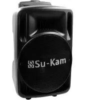 Аккумуляторная колонка караоке Su-Kam BT-100D 500W USB AUX SD портативная акустическая Bluetooth система с беспроводным микрофоном 12V/220V Черная