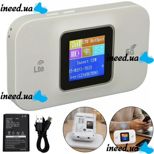 Портативный роутер модем с экраном Wireless Mobile Wi-Fi Pro MF68E 4G/5G аккумуляторный вай фай маршрутизатор со слотом сим карты и съемной батареей