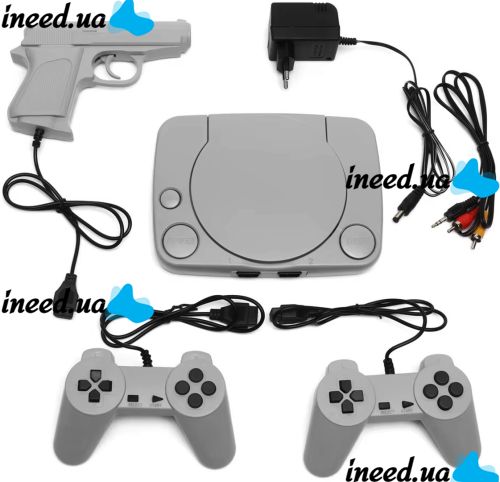 Ретро приставка под видом Ps1 Super 8Bit Game TY-368 16 игр, игровая консоль 8 бит с двумя джойстиками и пистолетом для телевизора LH-999
