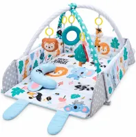 Детский развивающий коврик Ricokids Rabbit FK-2946 3в1 интерактивный манеж с мягкими бортиками, сухой бассейн с игрушками шариками для новорожденных