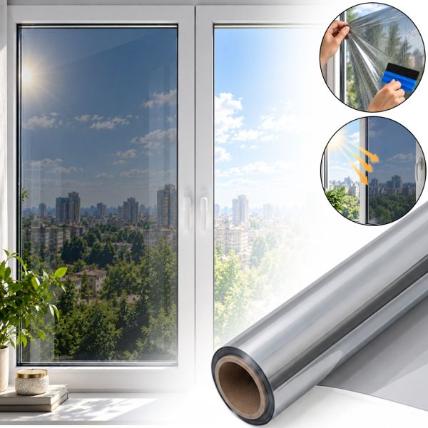 Самоклеящаяся тонировочная пленка для окон Proffilms Silver PS-40 5м х 60 см для защиты от солнечных лучей, фольга от солнца на окна 500х60см